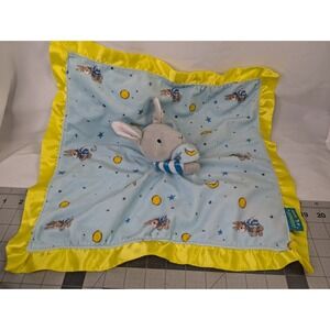 Goodnight Moon Rabbit Lovey Blue Yellow Security Blanket Stuffed Animal Toy #2
